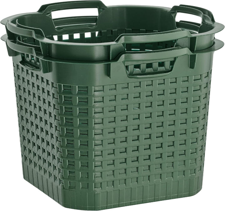 BURI 2x Erntekorb Gartenkorb lebensmittelecht - 25L Kartoffelkorb Obstkorb Laubkorb grün, drehstapel