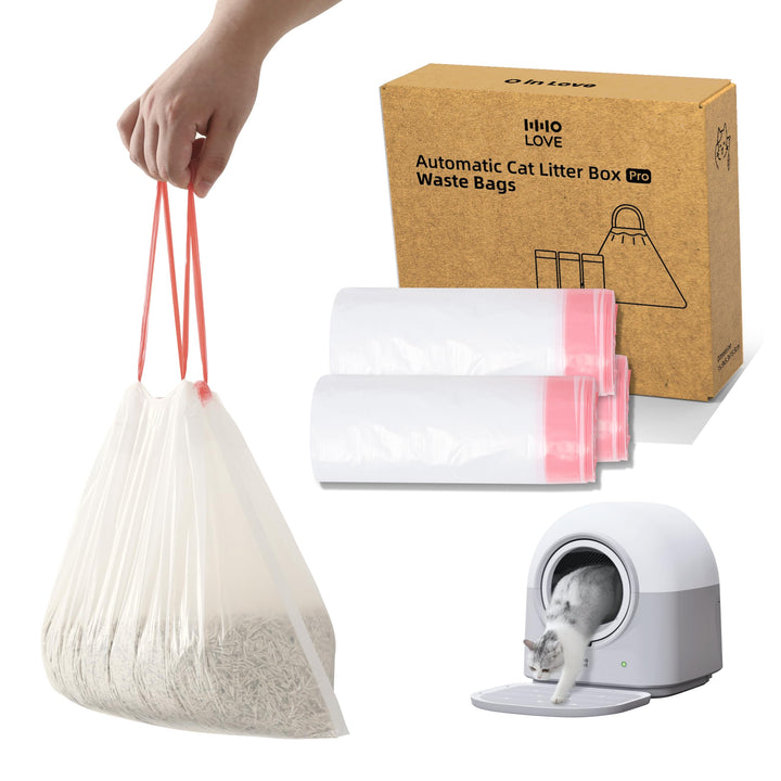 HHOLOVE Selbstreinigende Katzentoilette Müllsack, Katzentoilettenbeutel mit Zugbändern, 3 Rollen, 60