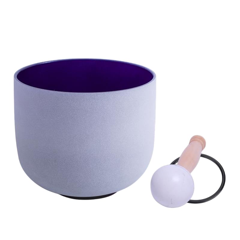 Klangschale aus mattiertem Quarzkristall, 432 Hz, für Third Eye Chakra/Third Eye Chakra, 20,3 cm, mi