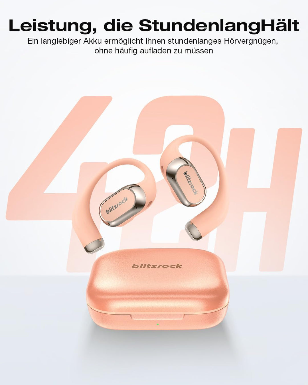 BlitzRock Open-Ear-Kopfhörer Bluetooth 5.4, Natürlicher Usgewogener Klang, Klare KI-Anrufe, 42 Stund