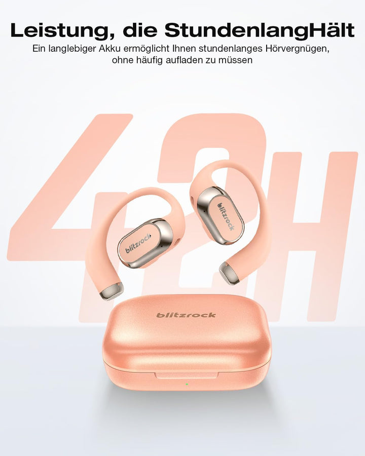BlitzRock Open-Ear-Kopfhörer Bluetooth 5.4, Natürlicher Usgewogener Klang, Klare KI-Anrufe, 42 Stund