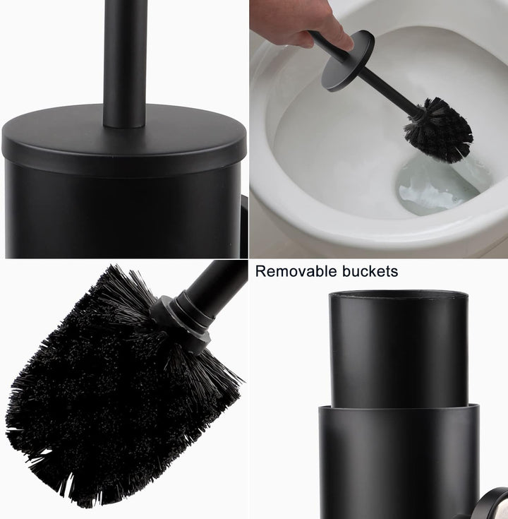 EXLECO Edelstahl Toilettenbürste WC Bürste mit Ersatzbürste Wasserauffangbehälter Klobürste und Behä