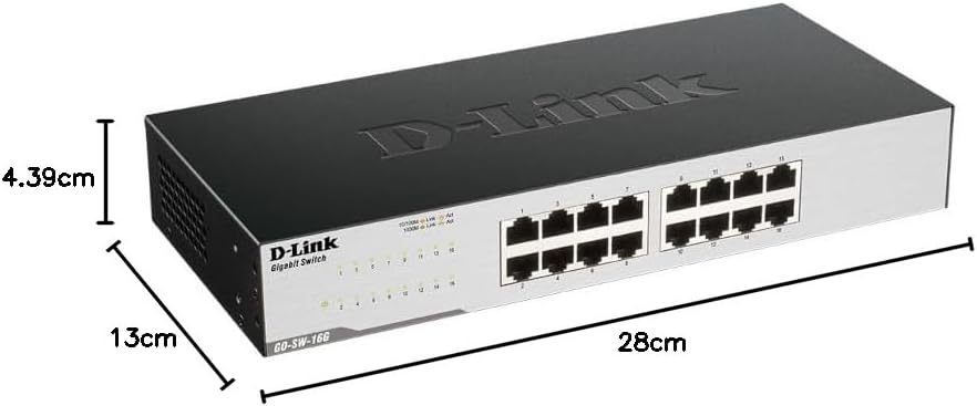 D-Link GO-SW-16G Gigabit Easy Ethernet Gigabit Desktop Switch, Schwarz ( Design kann variieren ) 16