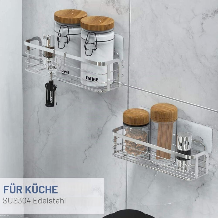 Avoalre Duschkorb aus Edelstahl Duschablage ohne Bohren Duschkorb mit starke Aufkleber, 2 Pack leich