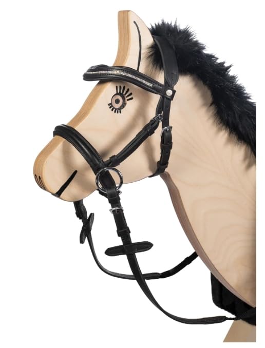 HKM 9209 Gebisslose Trense Funny Horses - Spielzeugtrense für Holzpferd (Schwarz/Pastell, Mini Shett