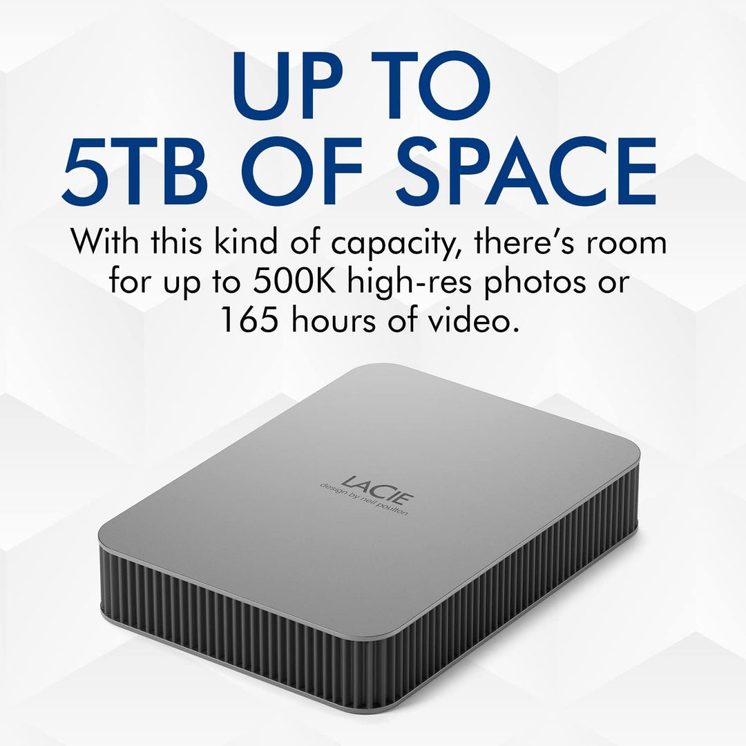 LaCie MOBILE DRIVE V2 Moon 4TB tragbare externe Festplatte, 2.5 Zoll, Mac & PC, silber, inkl. 2 Jahr