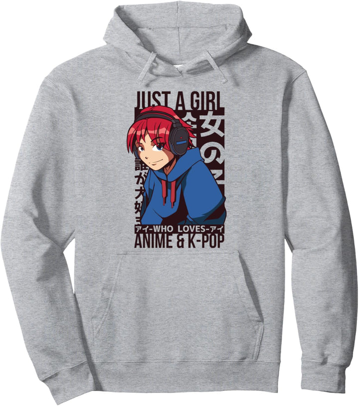 Just a Girl Who Loves Anime and K-Pop | Japanische Grafik Pullover Hoodie
