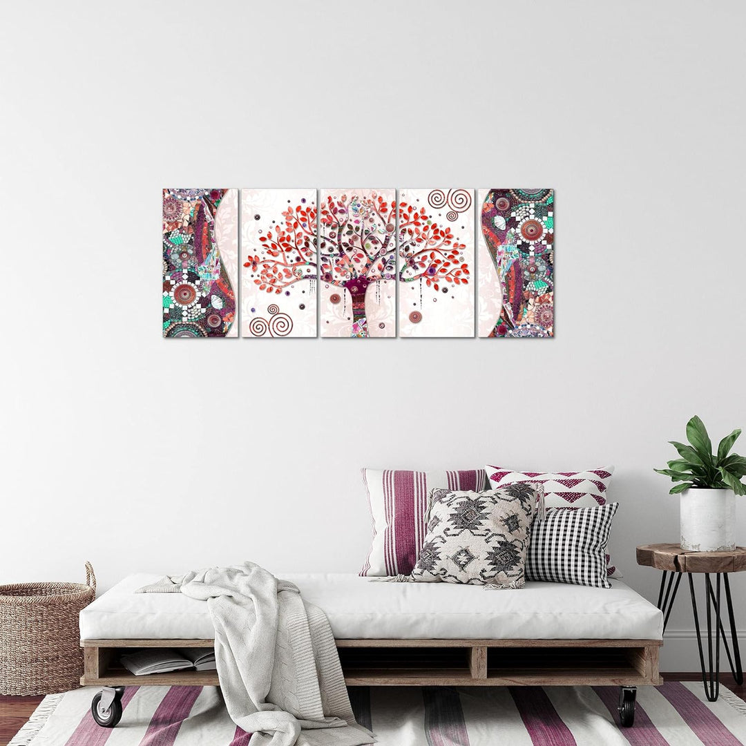 Runa Art Bild Gustav Klimt - Baum des Lebens Wandbilder auf Vlies Leinwand 5 Teilig Wanddekoration W