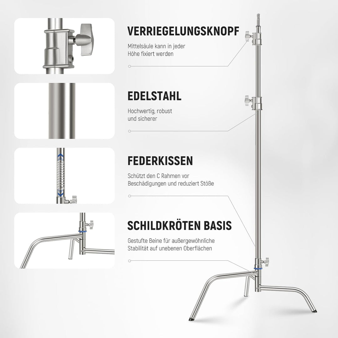 Neewer SC320Q SC320Q C-Ständer aus Edelstahl, strapazierfähig, mit Galgenarm, schnelle Einrichtung,