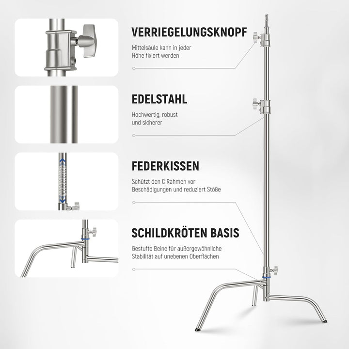 Neewer SC320Q SC320Q C-Ständer aus Edelstahl, strapazierfähig, mit Galgenarm, schnelle Einrichtung,