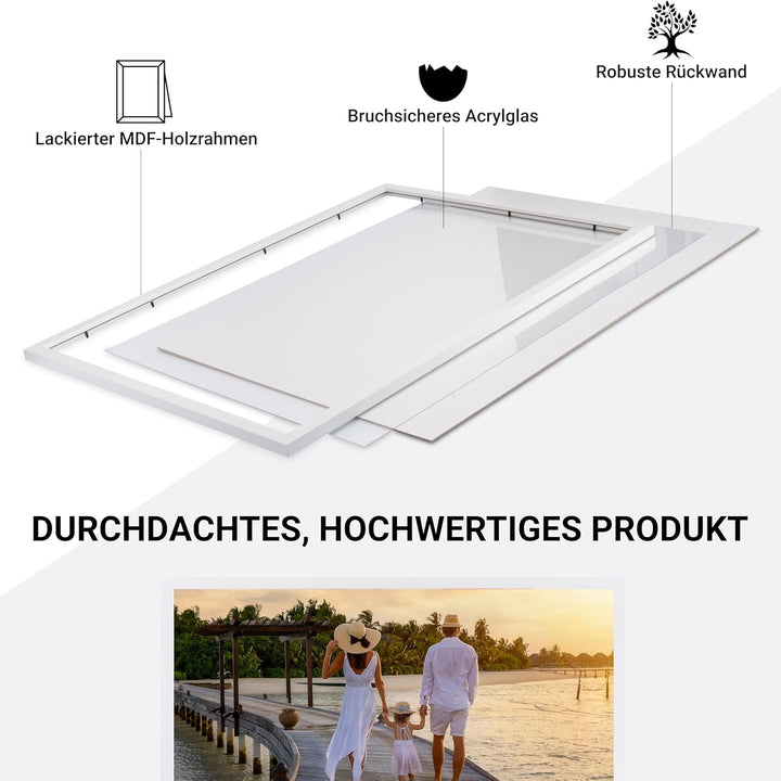 CABBEL 1er Set Bilderrahmen 50x70 MDF Holz-Rahmen mit bruchsicherem Acrylglas in Weiss 50x70 cm / 1x