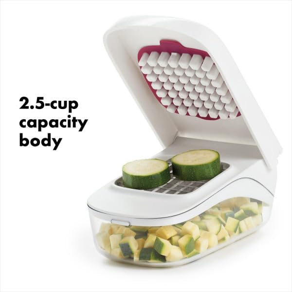 OXO Good Grips Gemüseschneider/Zwiebelhacker mit Klingen aus Edelstahl (Weiss und Transparent) Pour