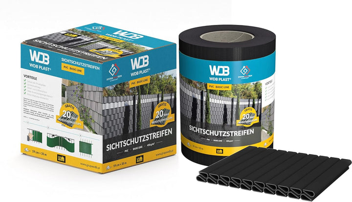WDB Basic Line PVC Sichtschutzstreifen für Doppelstabmatten - PVC Sichtschutz für Gartenzaun &amp; Doppe