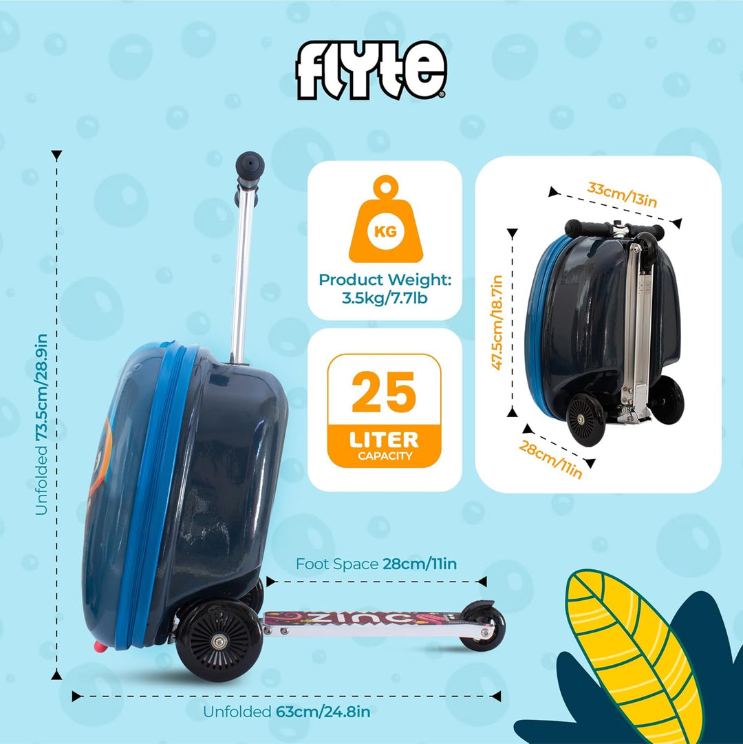 FLYTE Roller-Koffer, Faltbarer Kinderkoffer - Hartschale, Ride On mit Rädern, 2-in-1, 18 Zoll, 25 Li