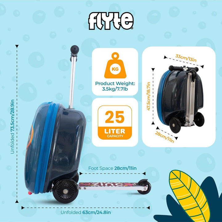 FLYTE Roller-Koffer, Faltbarer Kinderkoffer - Hartschale, Ride On mit Rädern, 2-in-1, 18 Zoll, 25 Li