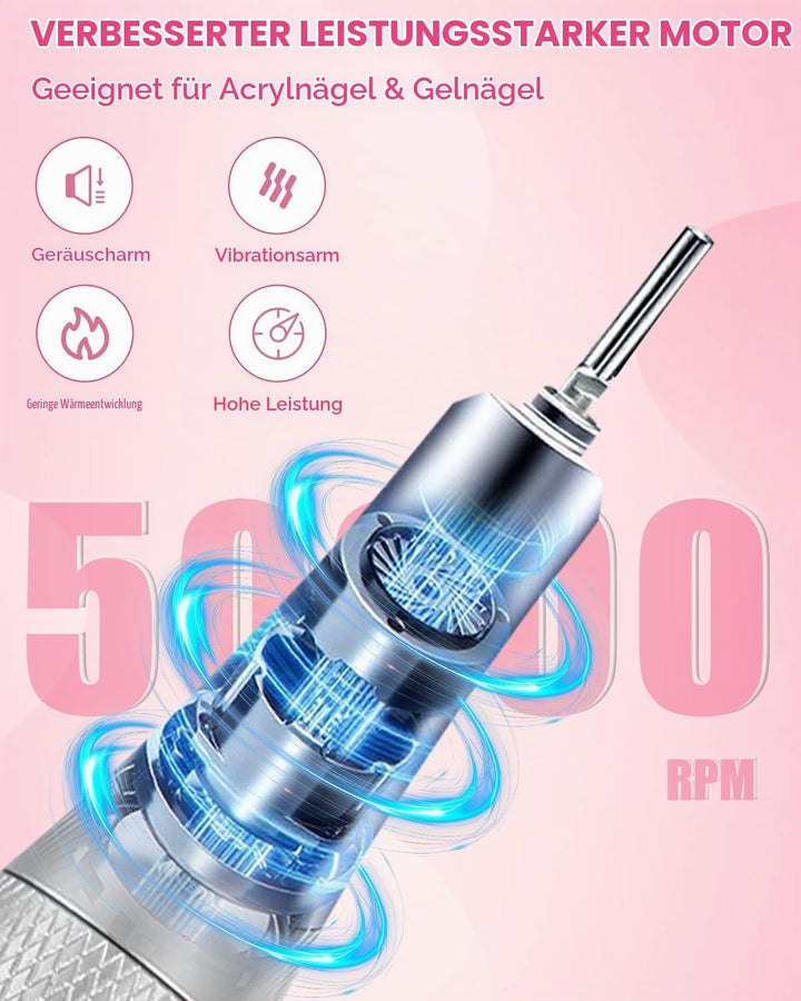 Nagelfräser 50000U/Min Elektrische Nagelfeile Wiederaufladbare,Professionelle Nagelfräser für Gelnäg