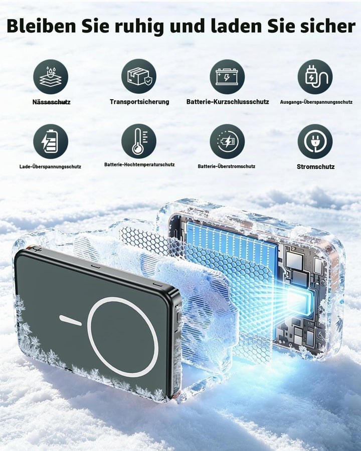 26800mAh Magnetische Powerbank, Mag-Safe-kompatibles kabelloses tragbares Ladegerät aus Aluminiumleg