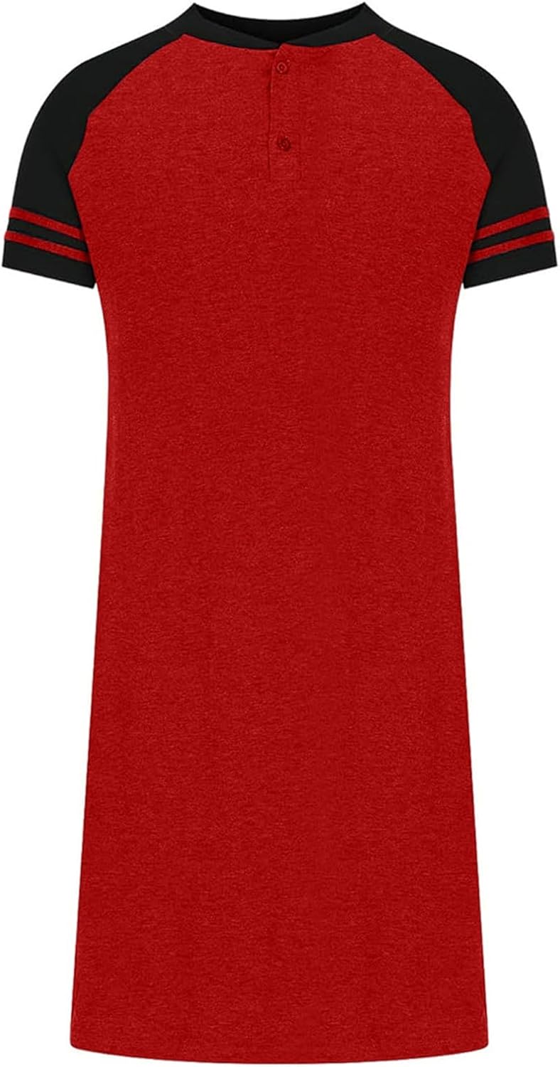 Generisch Hausmantel Herren Dünn Sommer,Schlafanzug Herren Kurzarm,Rundhalsausschnitt,Nachthemd Gros