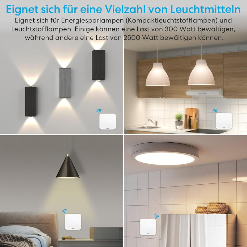 TangVita Funkschalter SET KS4 Drahtlos Kinetischer Batterieloser Schalter mit Empfänger, KS4