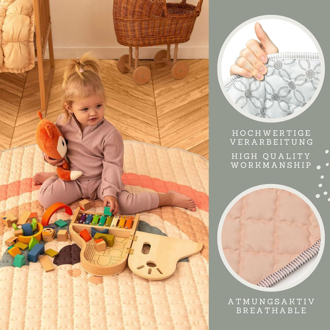 Hakuna Matte Gesteppte Krabbeldecke für Baby 150cm – Extra Dicke 1,5cm und Weiche Krabbelmatte in Sc