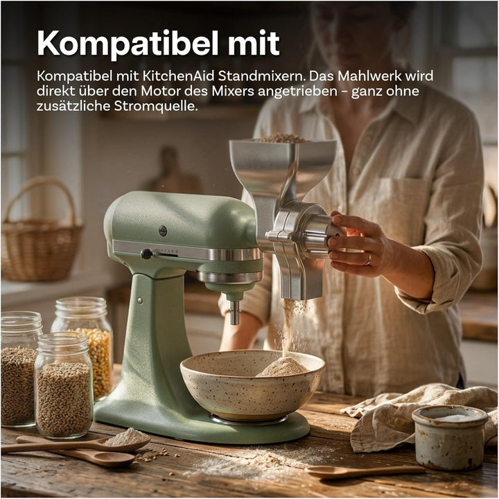 Getreidemühlen-Aufsatz kompatibel mit KitchenAid Standmixer von MMOBIEL – 12 Einstellbare Mahlgrade
