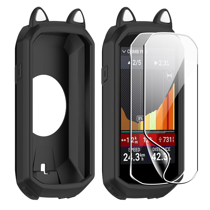 zZjoOoj Silicone Case Compatible with Garmin Edge 1050, 2 Pieces Screen Protector Protective Film fo