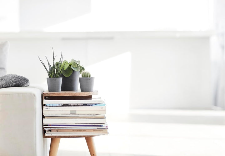 Ecopots Blumentopf Amsterdam Hell Grau - Durchmesser Ø 13 cm rund klein - Pflanzentopf aus Recycling