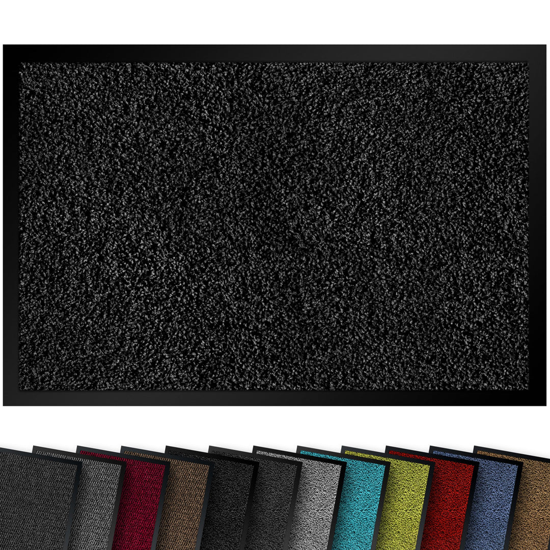 Hochwertige Fussmatte Schwarz 90x120 gross für Innen & Aussen - Schmutzfangmatte rutschfest, waschba