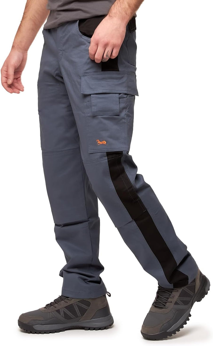 strongAnt Arbeitshose komplett Stretch Männer Berlin Pro Bundhose Schwarz Weiss Grau 46 Grau / Stron