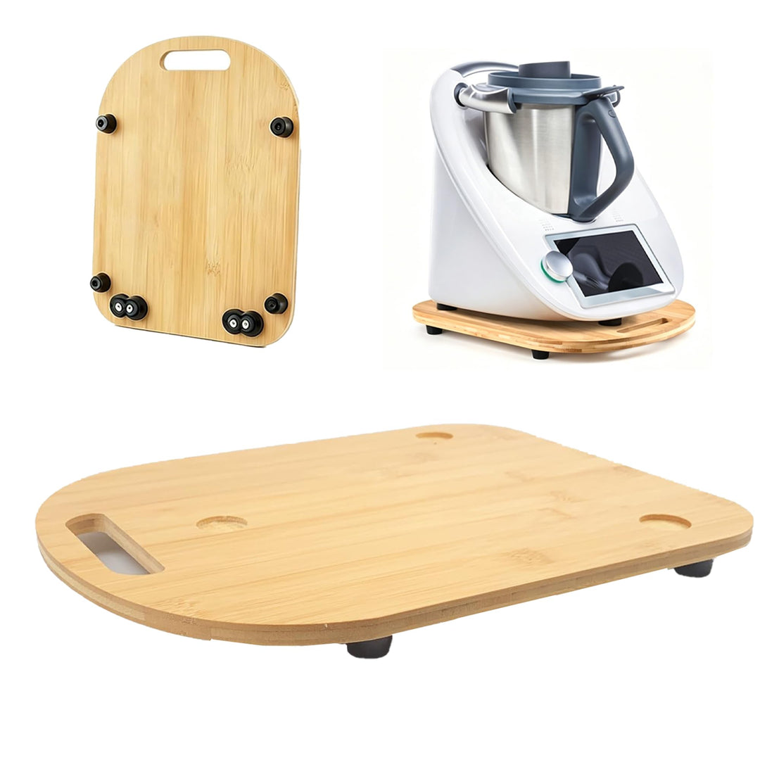 Gleitbrett für Thermomix TM5/6, Brett TM5 mit Rollen & Handgriff, Leicht zu Bewegen,Robust, Bambus R