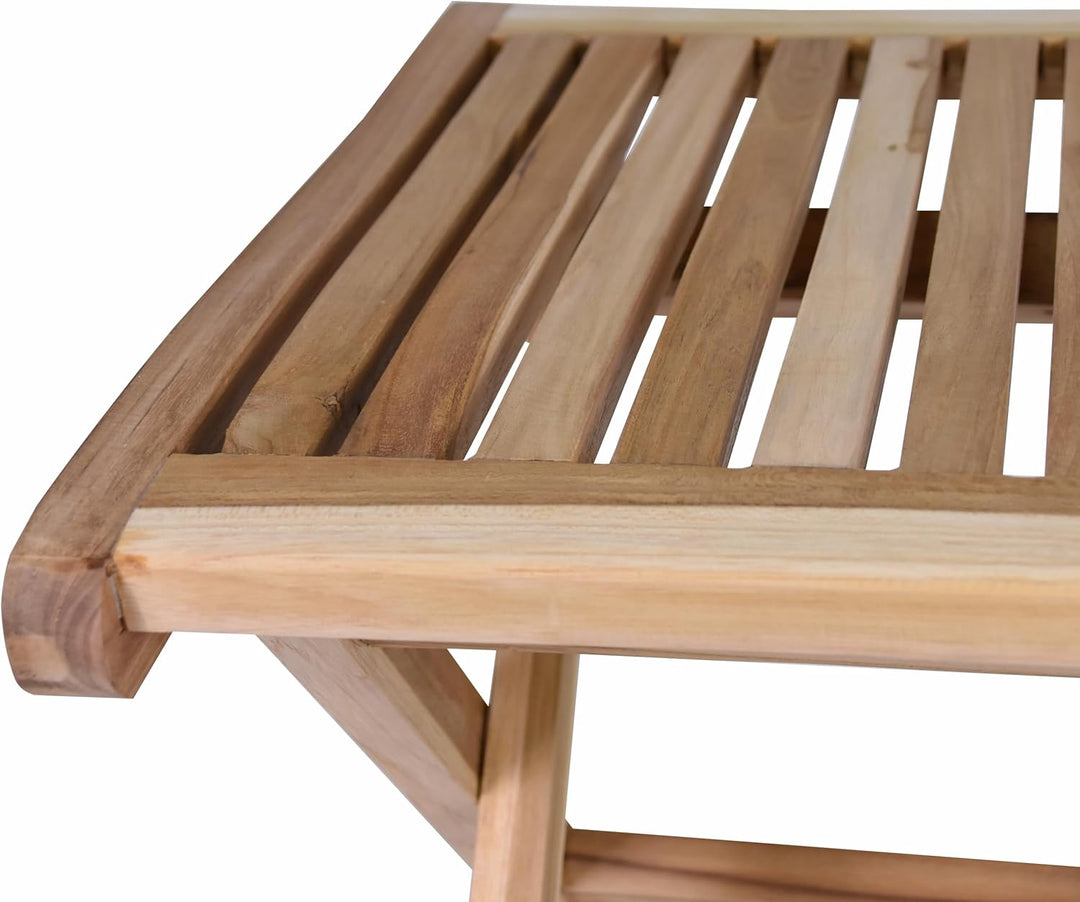 Divero Klapp-Hocker MASIRA aus Teak Holz unbehandelt - Farbe: Natur-Braun