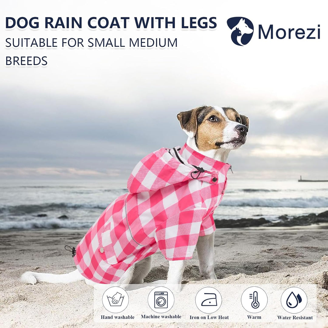 MOREZI Hunderegenmantel, mit Reissverschluss und reflektierenden Knöpfen, Regen-/wasserdicht, Verste