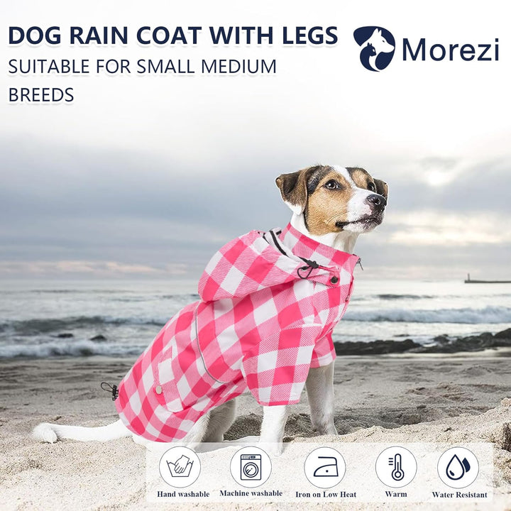 MOREZI Hunderegenmantel, mit Reissverschluss und reflektierenden Knöpfen, Regen-/wasserdicht, Verste