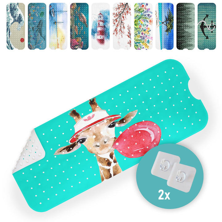arteneur® - Badewannenmatte 100x40 cm Giraffe | Badematte rutschfest | Inkl. Aufhängung | Schimmelre