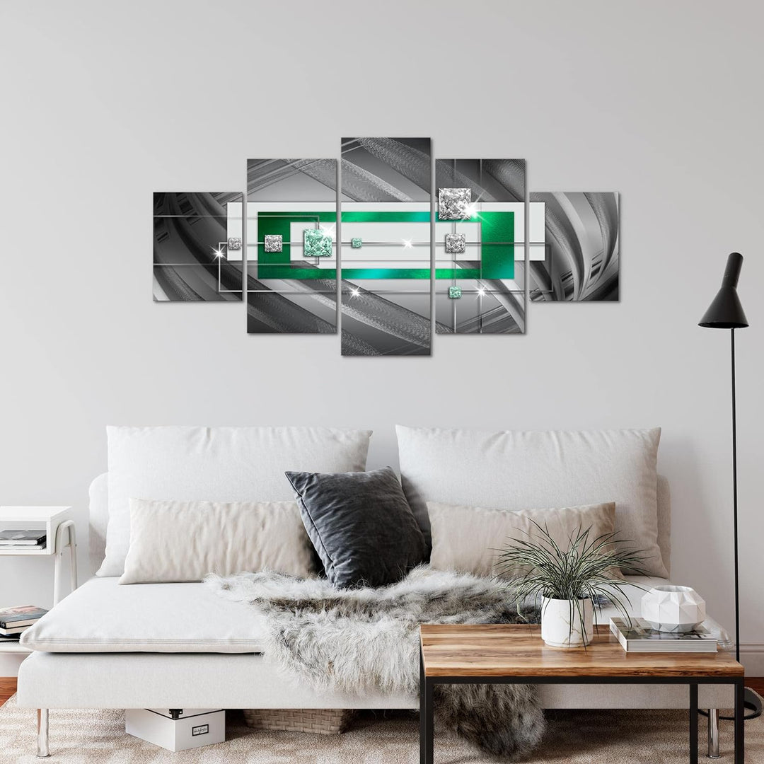 Runa Art Wandbilder Abstrakt 5 Teilig Bild auf Vlies Leinwand Deko Wohnzimmer Schlafzimmer Diamant G