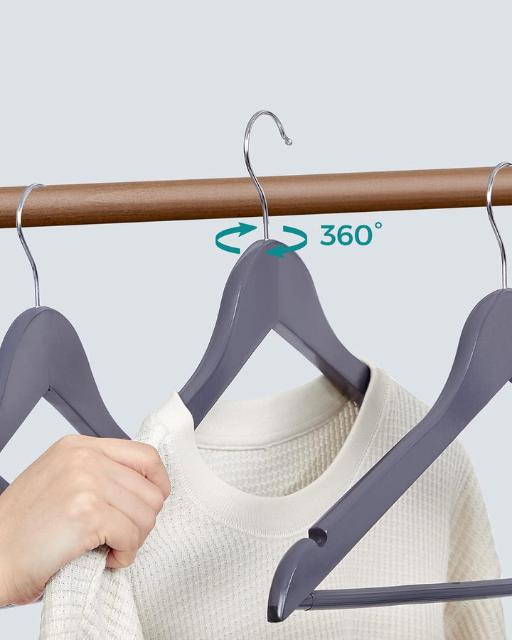 SONGMICS Kleiderbügel Holz, 20er Set, Bügel aus Massivholz, Einkerbungen im Schulterbereich, Rutschf