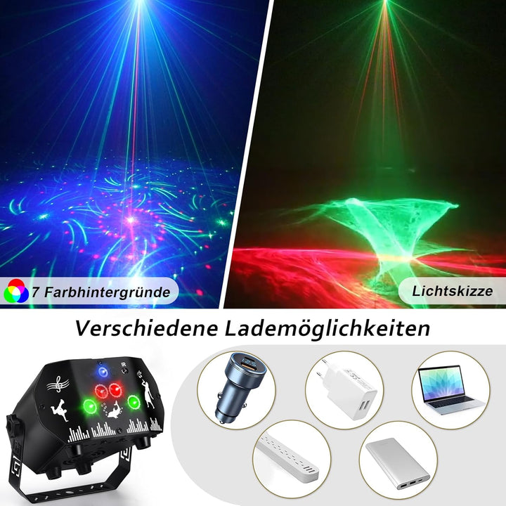 Fwiull Discolicht Partylicht mit Fernbedienung, 3 in 1 Musikgesteuert Disco Licht Party Lichter mit