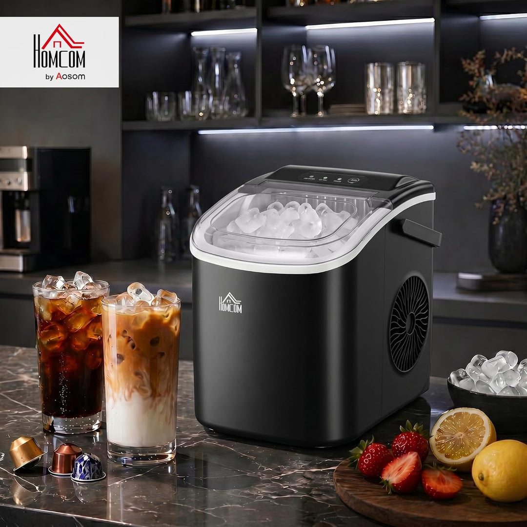 HOMCOM Eiswürfelmaschine 12 kg/24h 1,2 L Eiswürfelbereiter mit 1,3 L Wassetank Display Ice Cube Make