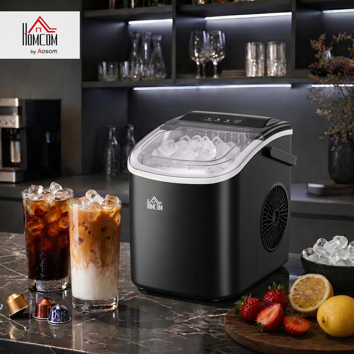 HOMCOM Eiswürfelmaschine 12 kg/24h 1,2 L Eiswürfelbereiter mit 1,3 L Wassetank Display Ice Cube Make