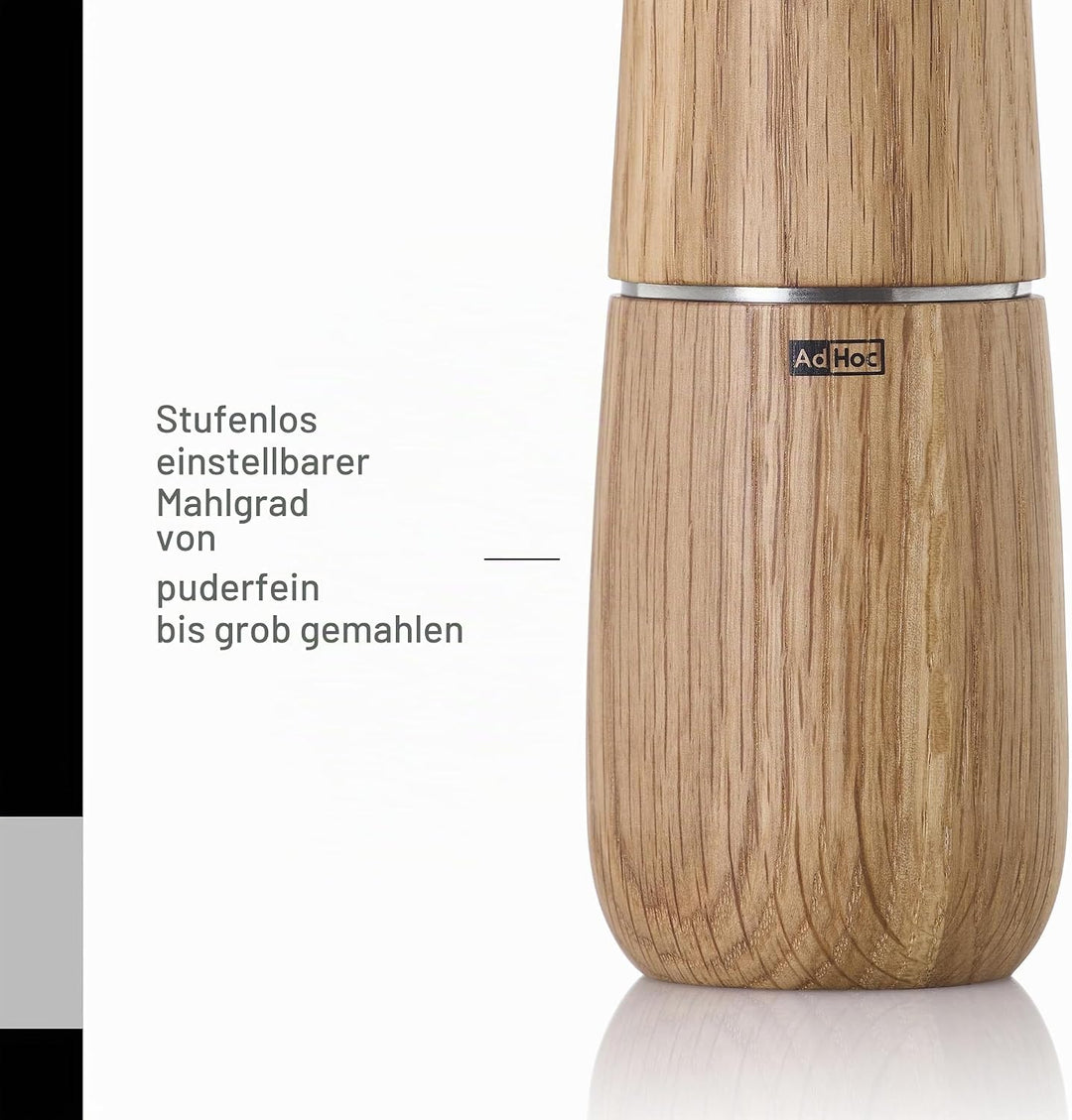 AdHoc MP702 Pfeffer- | Salzmühle Yono, CeraCut® Keramik Mahlwerk, Naturholz Eiche geölt, hell|Edelst