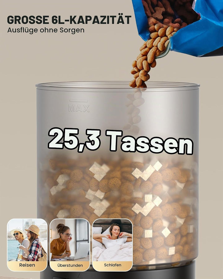 Futterautomat Katze Katzenfutter Automat WiFi: Futterspender Katze mit Massgeschneidert Zeitplan - A