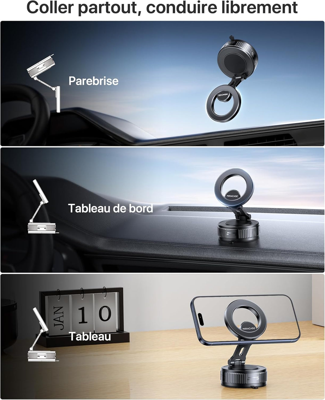 Miracase Kfz-Halterung für Magsafe [Ultra Starke Saugkraft] 2026 Magnet Telefon Auto 360 ° Rotation