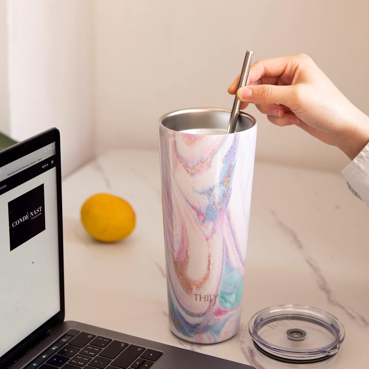 Vakuumisolierter Edelstahlbecher – THILY 780 ml dreifach isolierter Reisebecher mit spritzwassergesc