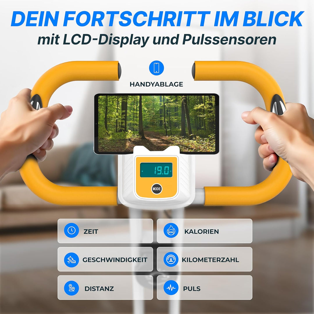 Ultrasport F-Bike, Faltbarer Heimtrainer, Hometrainer mit LCD Trainingscomputer,8 Widerstandstufen,