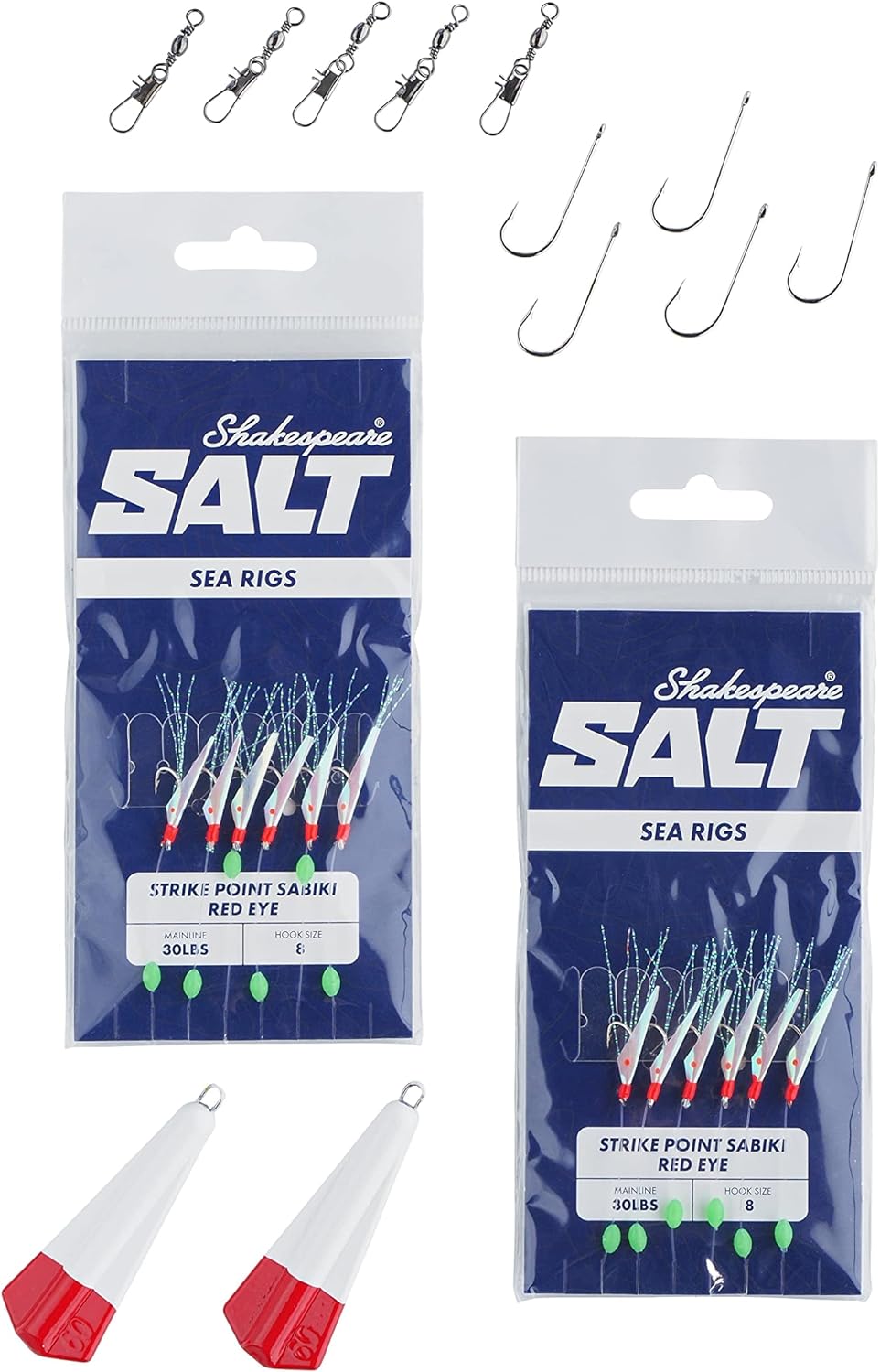 Shakespeare Salt Herring Hustler Sea Fishing Combo, inklusive starker Graphitrolle, Fiberglasrute, H