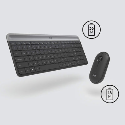 Logitech MK470 Slim Combo Kabelloses Tastatur-Maus-Set, 2.4 GHz Verbindung via Nano-USB-Empfänger, 1