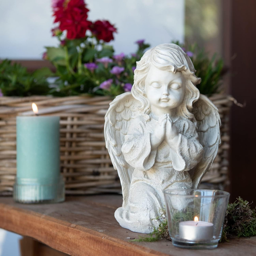 Engel Deko Figur Grabschmuck Engel für Grab Wetterfest Grabengel frostsicher Friedhof Deko Grabdekor