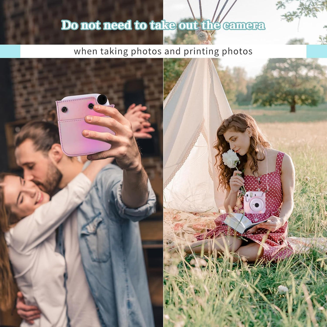 Kameratasche für Fujifilm Mini 12, PU-Leder Schutzhülle Kompatibel mit Instax Mini Instant und Digit