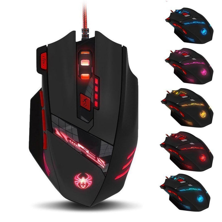 zelotes Gaming Maus,9200 DPI, 8 Programmierbare Tasten,8 Gewichtsblöcke,Multi-Modi LED,Ergonomische