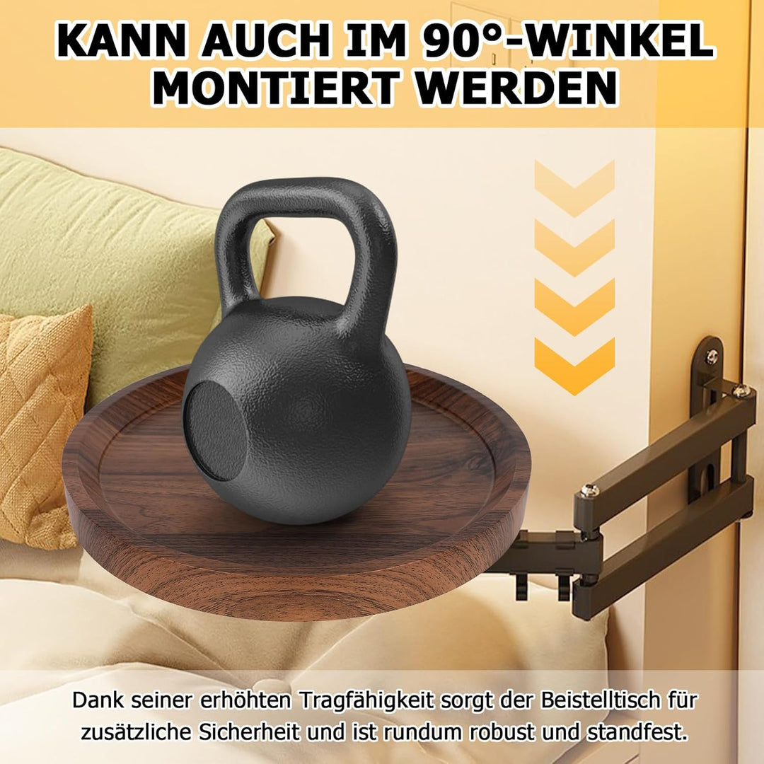 Wandklapptisch Rund, 720° Frei Einstellbar Klapptisch Wand Schreibtisch, 30cm Ausziehbar Tisch Aus H